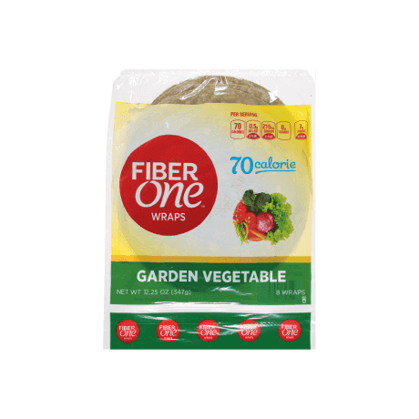 Fiber One 80 Calorie Garden Vegetable Wraps, pack of 9, front of pack