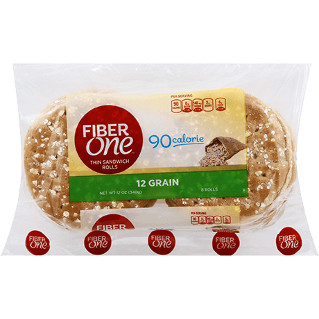 Fiber One 12 Grain Thin Sandwich Rolls, 12oz sandwich roll pack