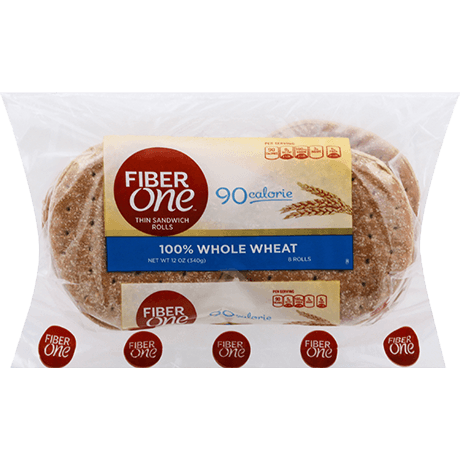 Fiber One 100% Whole Wheat Thin Sandwich Rolls, 12oz sandwich roll pack