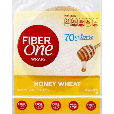 Fiber One 80 Calorie Wraps, Honey Wheat, 9 wrap front of pack